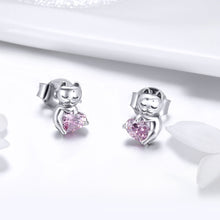 Load image into Gallery viewer, 925 Sterling Silver Earrings with Pavé Setting and Oxidized Finish for Women