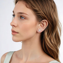 Load image into Gallery viewer, 925 Sterling Silver Earrings with Pavé Setting CZ and White Gold Plating, 0.8cm for Women
