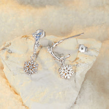 Load image into Gallery viewer, 925 Sterling Silver Earrings with Plated White Gold, 2.2*0.7cm, Enamel + Pavé Setting for Women