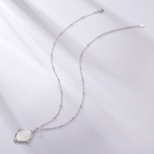 Load image into Gallery viewer, 925 Sterling Silver Necklace with White Gold Plating, 40+5cm Length, CZ & Mother of Pearl Pendant for Women