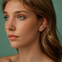 Load image into Gallery viewer, 925 Sterling Silver Earrings for Women with White Gold Plating, Size 1.5x0.6cm