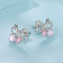 Load image into Gallery viewer, 925 Sterling Silver Earrings with Pavé Setting CZ and Transparent Glass for Women