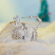 Load image into Gallery viewer, 925 Sterling Silver Earrings with Plated White Gold, 2.2*0.7cm, Enamel + Pavé Setting for Women