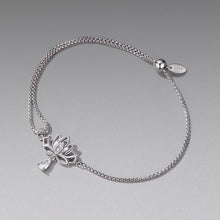 Load image into Gallery viewer, 925 Sterling Silver Adjustable Chain Bracelet with White Gold Plating and CZ for Women