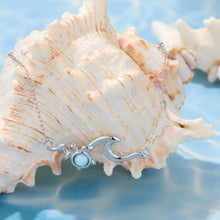 Load image into Gallery viewer, 925 Sterling Silver Necklace with Sea Stone and Pavé CZ, 40+5cm, Plated White Gold for Women