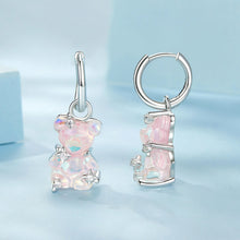 Load image into Gallery viewer, 925 Sterling Silver Earrings with Pavé Setting CZ and Resin - 2.8 x 1.1 cm - Women's Fashion