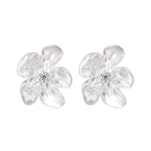 Load image into Gallery viewer, 925 Sterling Silver Earrings with Pavé Setting CZ and Resin, 2.5x2.1cm for Women