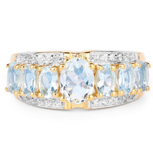 Load image into Gallery viewer, 1.93 Carat Genuine Aquamarine and White Diamond .925 Sterling Silver Ring