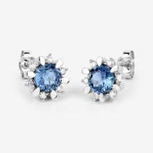 Load image into Gallery viewer, 1.87 Carat Genuine Blue Sapphire and White Diamond 14K White Gold Earrings