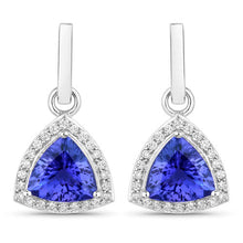 Load image into Gallery viewer, 3.86 Carat Genuine Tanzanite and White Diamond 14K White Gold Earrings