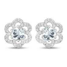 Load image into Gallery viewer, 0.60 Carat Genuine Aquamarine and White Diamond 14K White Gold Earrings