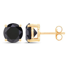 Load image into Gallery viewer, 4.12 Carat Genuine Black Diamond 14K Yellow Gold Earrings
