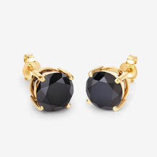 Load image into Gallery viewer, 4.12 Carat Genuine Black Diamond 14K Yellow Gold Earrings