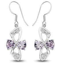 Load image into Gallery viewer, 4.06 Carat Genuine Pink Amethyst & White Topaz .925 Sterling Silver Earrings