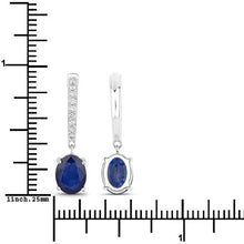 Load image into Gallery viewer, 3.24 Carat Genuine Blue Sapphire and White Diamond 14K White Gold Earrings