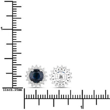 Load image into Gallery viewer, 2.38 Carat Genuine Blue Sapphire and White Diamond 14K White Gold Earrings