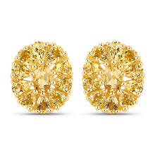 Load image into Gallery viewer, 18K Yellow Gold Plated 4.06 Carat Genuine Citrine .925 Sterling Silver Earrings