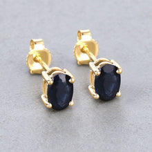 Load image into Gallery viewer, 0.96 Carat Genuine Blue Sapphire 10K Yellow Gold Earrings