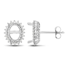 Load image into Gallery viewer, 0.26 Carat Genuine White Diamond 14K White Gold Semi Mount Earrings - holds 8x6mm Oval Gemstones