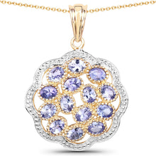 Load image into Gallery viewer, 14K Yellow Gold Plated 2.38 Carat Genuine Tanzanite .925 Sterling Silver Pendant