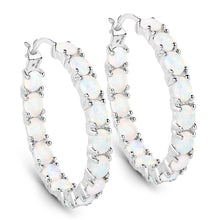 Load image into Gallery viewer, 2.05 Carat Genuine Created Opal .925 Sterling Silver Earrings