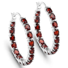 Load image into Gallery viewer, 6.00 Carat Genuine Garnet .925 Sterling Silver Earrings