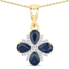 Load image into Gallery viewer, 1.87 Carat Genuine Blue Sapphire and White Topaz .925 Sterling Silver Pendant
