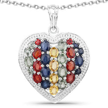 Load image into Gallery viewer, 4.40 Carat Genuine Multi Stones .925 Sterling Silver Pendant