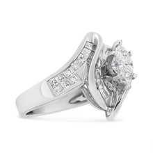 Load image into Gallery viewer, 14K White Gold 1 1/4 Cttw Pie, Baguette and Princess cut Diamond Marquise Shape Engagement Cocktail Ring (H-I Color, SI2-I1 Clarity)