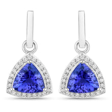 Load image into Gallery viewer, 3.86 Carat Genuine Tanzanite and White Diamond 14K White Gold Earrings