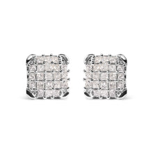 Load image into Gallery viewer, 10K White Gold 3/4 Cttw Princess Diamond Composite Open Frame Stud Earrings (I-J Color, I1-I2 Clarity)