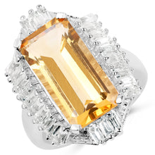 Load image into Gallery viewer, 9.13 Carat Genuine Citrine & White Topaz .925 Sterling Silver Ring