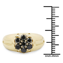 Load image into Gallery viewer, 14K Yellow Gold Plated 0.98 Carat Genuine Black Diamond .925 Sterling Silver Ring