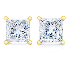 Load image into Gallery viewer, 14K Yellow Gold 1/5 Cttw Princess-Cut Square Near Colorless Diamond Classic 4-Prong Solitaire Stud Earrings (I-J Color, I2-I3 Clarity)