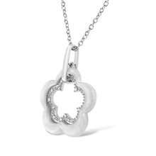 Load image into Gallery viewer, Matte Finished .925 Sterling Silver Diamond Accent Double Flower Shape 18" Satin Finished Pendant Necklace (I-J Color, I1-I2 Clarity)