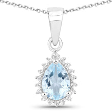 Load image into Gallery viewer, 2.00 Carat Genuine Blue Topaz and White Topaz .925 Sterling Silver Jewelry Set