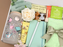 Load image into Gallery viewer, Self Care Gift Boxes – Tea Sampler & Tumbler Set for Her