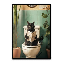 Load image into Gallery viewer, DecorBites™ Funny Cat Reading on Toilet Wall Art