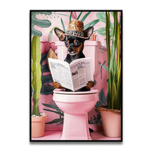 Load image into Gallery viewer, DecorBites™ Funny Cat Reading on Toilet Wall Art