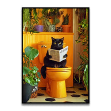 Load image into Gallery viewer, DecorBites™ Funny Cat Reading on Toilet Wall Art