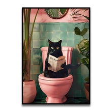 Load image into Gallery viewer, DecorBites™ Funny Cat Reading on Toilet Wall Art