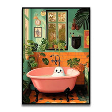Load image into Gallery viewer, DecorBites™ Funny Cat Reading on Toilet Wall Art