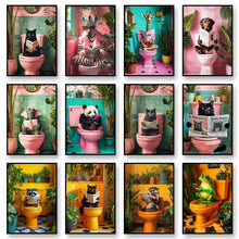 Load image into Gallery viewer, DecorBites™ Funny Cat Reading on Toilet Wall Art