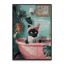 Load image into Gallery viewer, DecorBites™ Funny Cat Reading on Toilet Wall Art