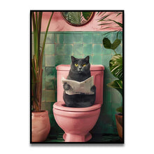 Load image into Gallery viewer, DecorBites™ Funny Cat Reading on Toilet Wall Art