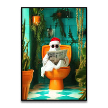 Load image into Gallery viewer, DecorBites™ Funny Cat Reading on Toilet Wall Art
