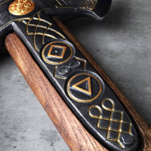 Load image into Gallery viewer, Handcrafted Leviathan axe with glow in the dark runes