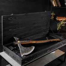 Load image into Gallery viewer, Handcrafted Leviathan axe with glow in the dark runes