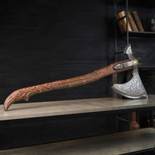 Load image into Gallery viewer, Handcrafted Leviathan axe with glow in the dark runes