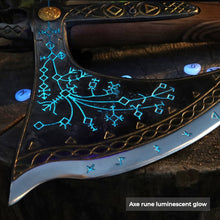 Load image into Gallery viewer, Handcrafted Leviathan axe with glow in the dark runes